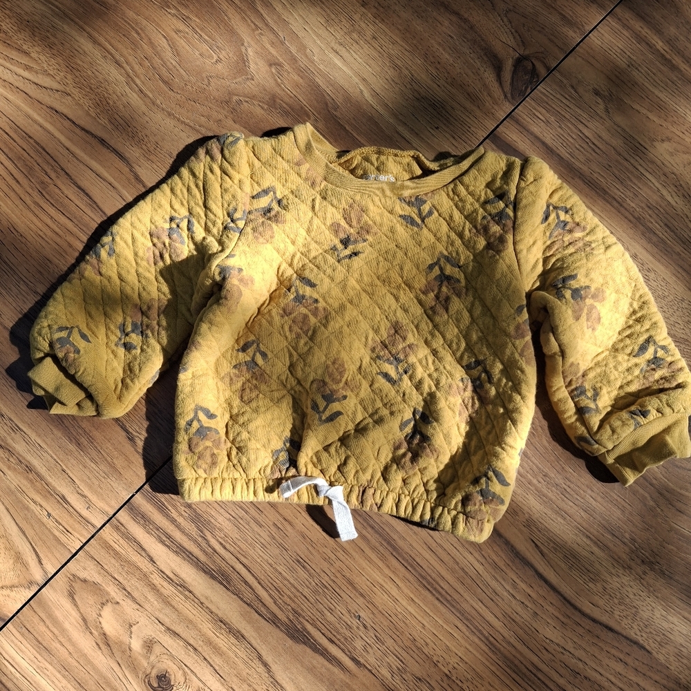🍀3/15 Quilted Yellow Floral Toddler Sweater